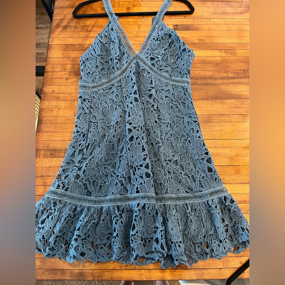 Blue Eyelet Lace Dress